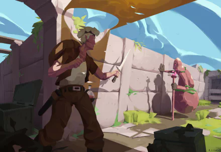 High-definition desktop wallpaper featuring a Dungeons & Dragons fantasy setting with adventurers ready for battle.