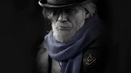 Lies Of P game character in HD wallpaper with eerie dark background for desktop.