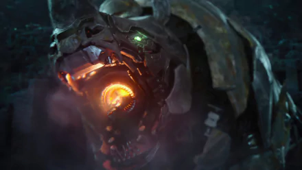 A striking HD wallpaper featuring a robotic beast from *Transformers: Rise of the Beasts*, showcasing intricate details and vibrant colors against a dark backdrop.