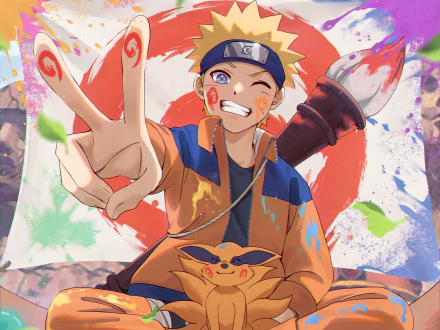 Naruto Uzumaki and Kurama in a dynamic anime wallpaper.