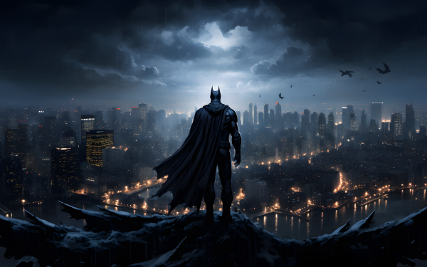 Comics Batman The Dark Knight DC Comics AI Art Night Cityscape HD Wallpaper | Background Image