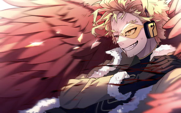 Hawks from My Hero Academia anime featured in a dynamic 4K Ultra HD desktop wallpaper with vibrant colors and detailed winged design.