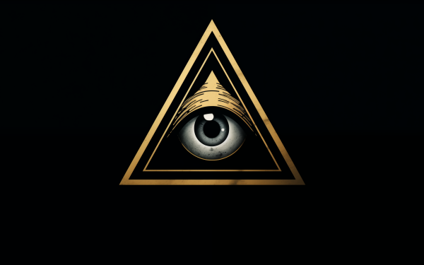 HD Illuminati Eye in Triangle desktop wallpaper on a black background.