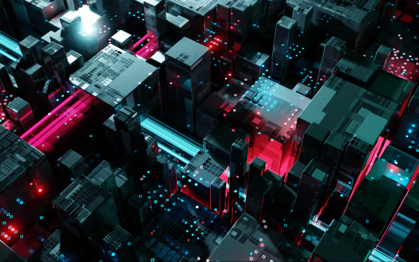 Abstract 3D cityscape in dark and light shades. Unique HD desktop wallpaper and background.