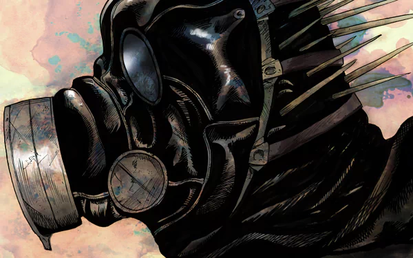 HD wallpaper featuring Kaiman from Dorohedoro, showcasing a detailed illustration of the character's masked profile against a textured background.