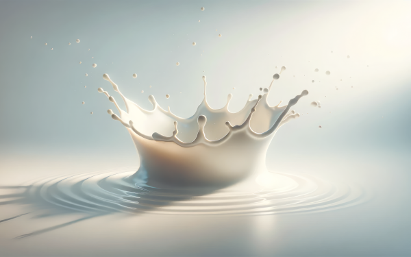 High-definition wallpaper featuring a beautifully captured milk splash crown against a soft, gradient background.