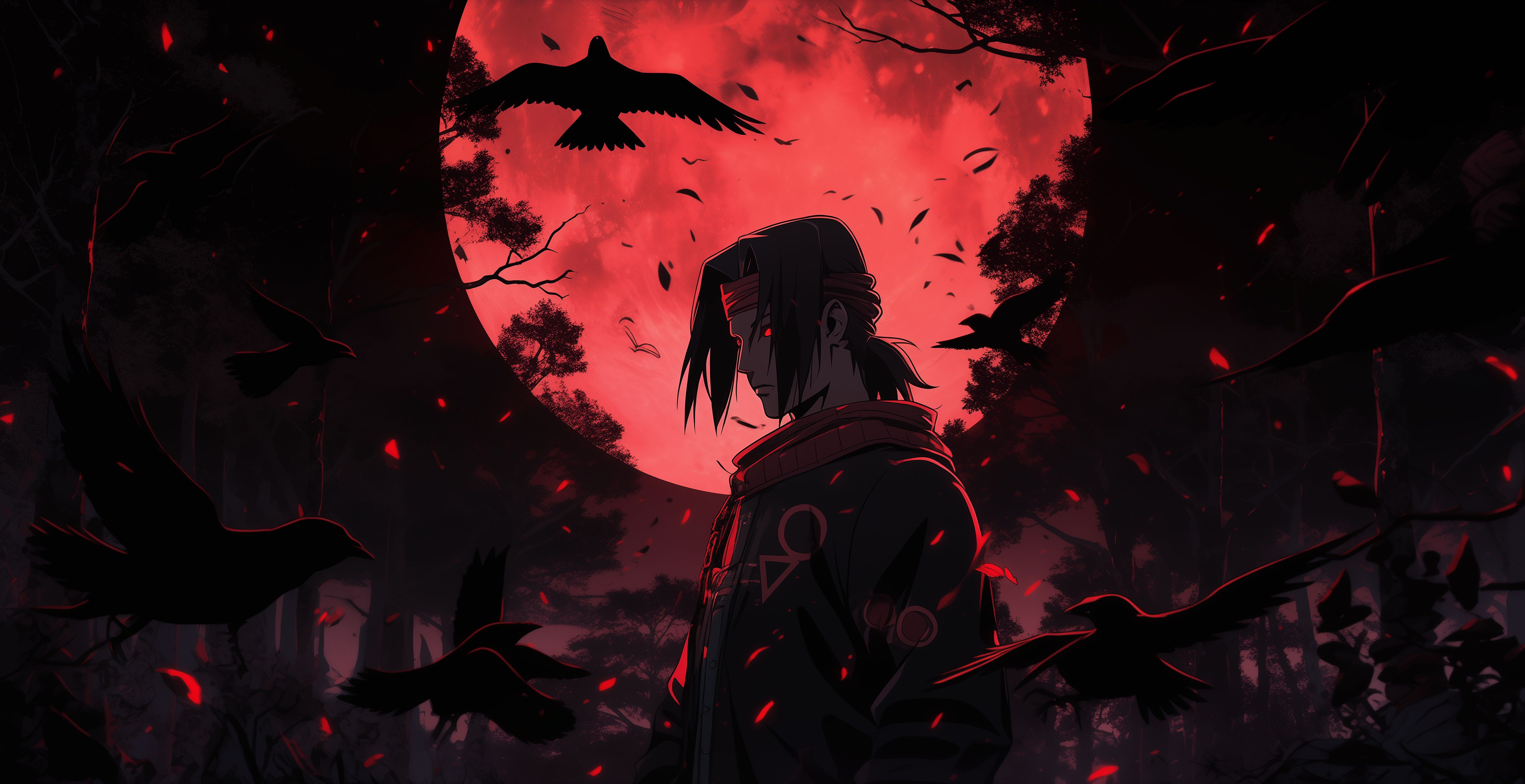 Sasuke Uchiha Wallpaper 4K, AMOLED, Naruto, Minimal art