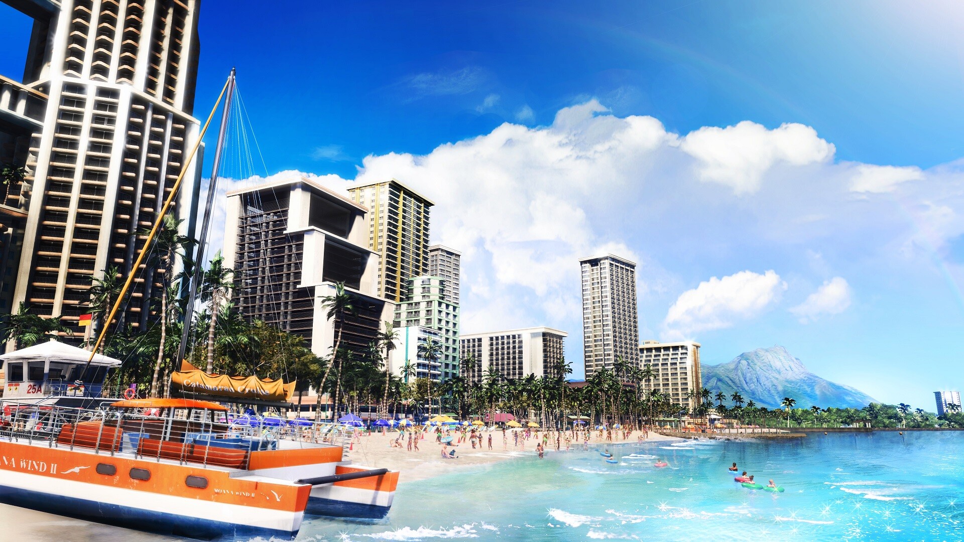 Like a Dragon: Infinite Wealth HD Wallpaper - Tropical Cityscape