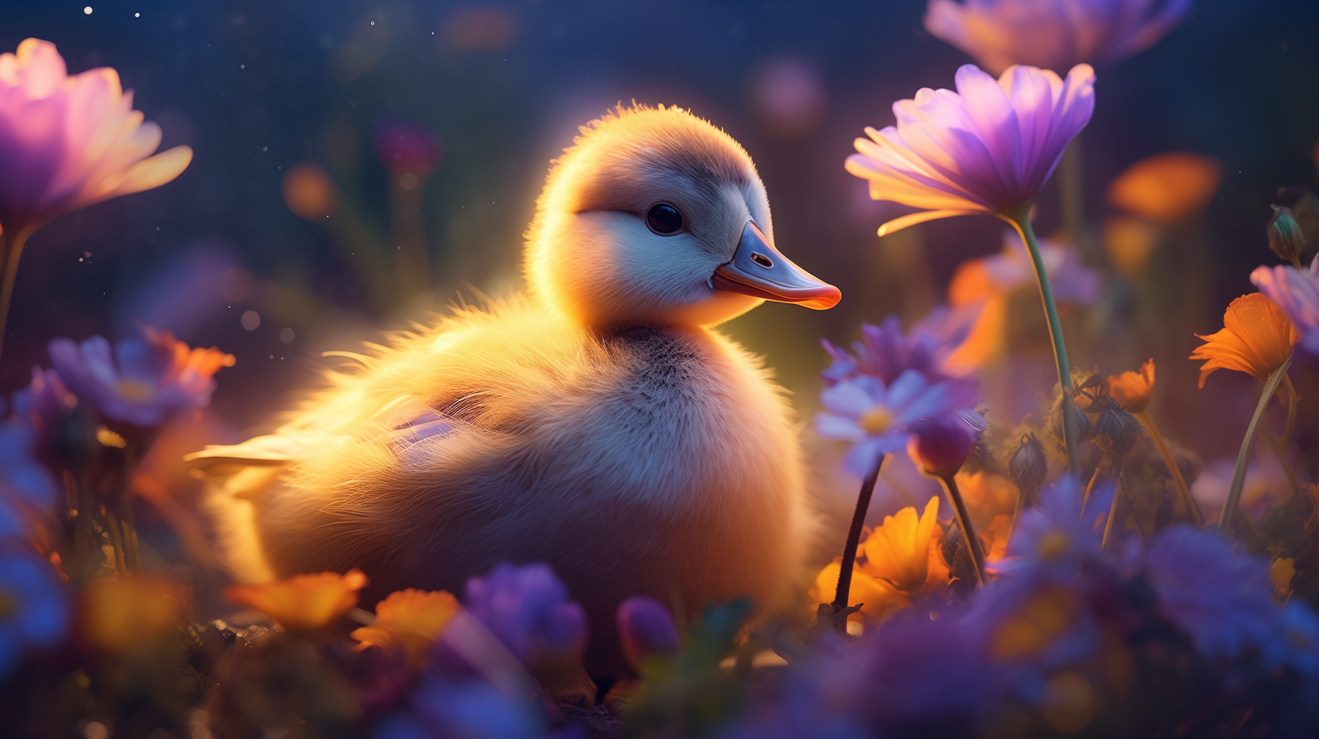 Download Flower Garden AI Art Animal Duck HD Wallpaper
