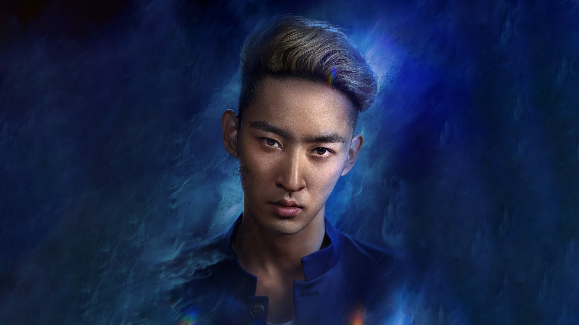 HD wallpaper featuring a character from the 2023 Yu Yu Hakusho TV show with a mystical blue background.
