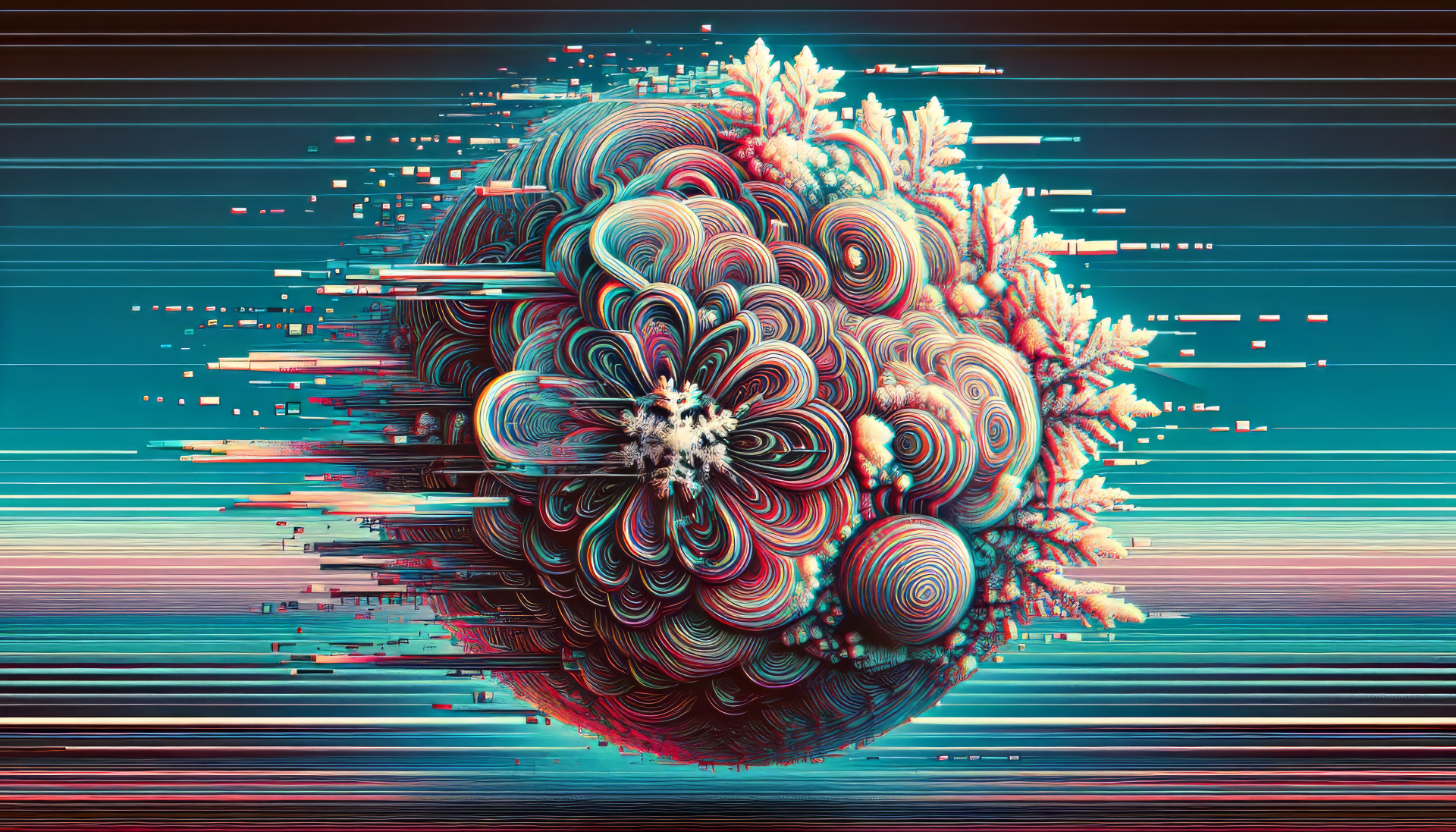 HD fractal art with glitch effect for desktop wallpaper and background.