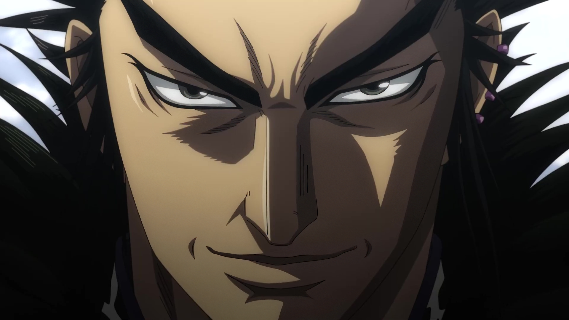 Close-up of Kan Ki from the anime Kingdom, showcasing his intense expression. This HD image serves as a striking desktop wallpaper and background.