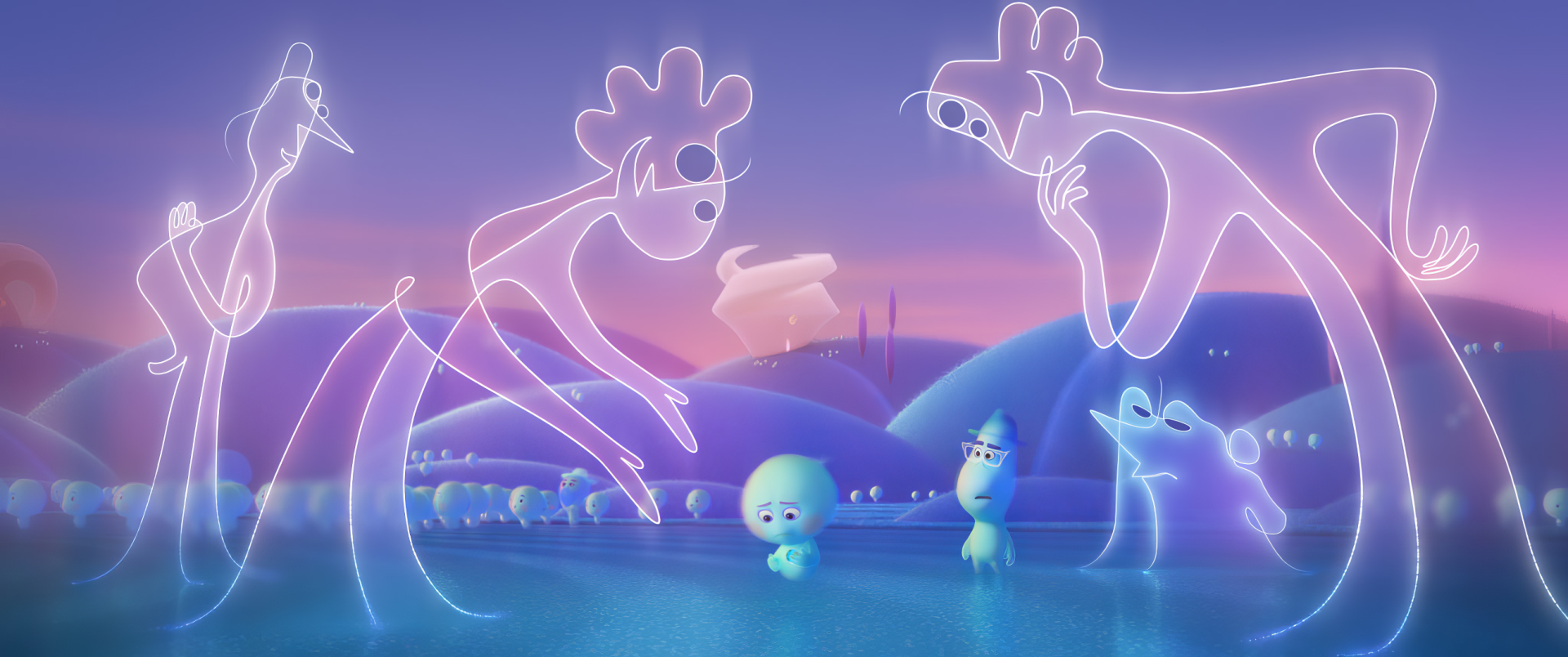 HD wallpaper featuring colorful, whimsical characters from the movie Soul (2024), providing a vibrant and creative desktop background.