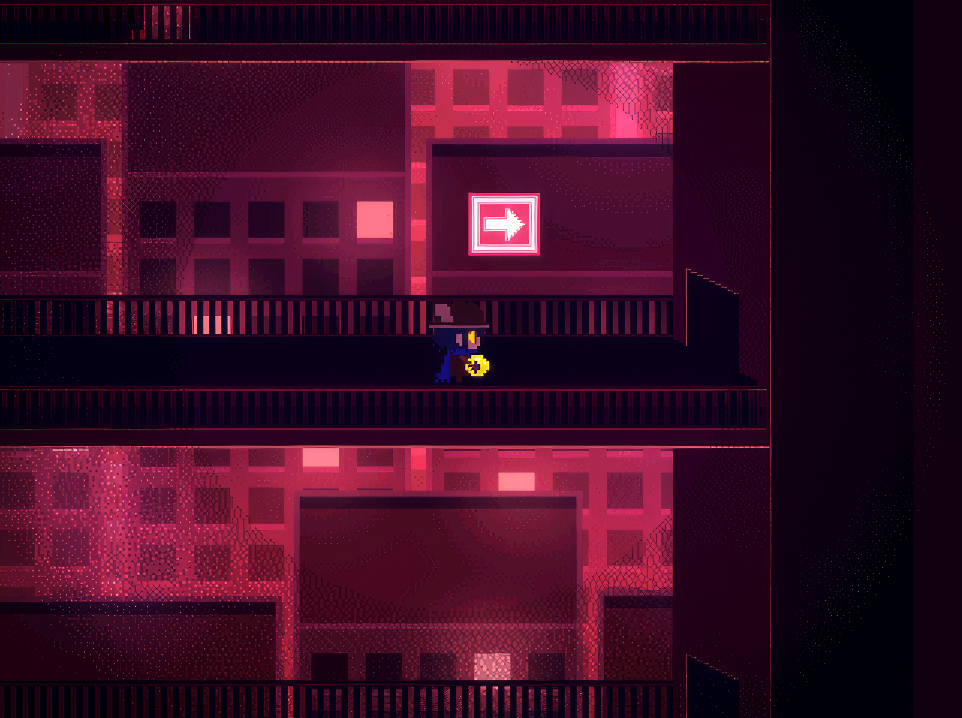 HD wallpaper of OneShot video game featuring protagonist in a red-tinted cityscape background.