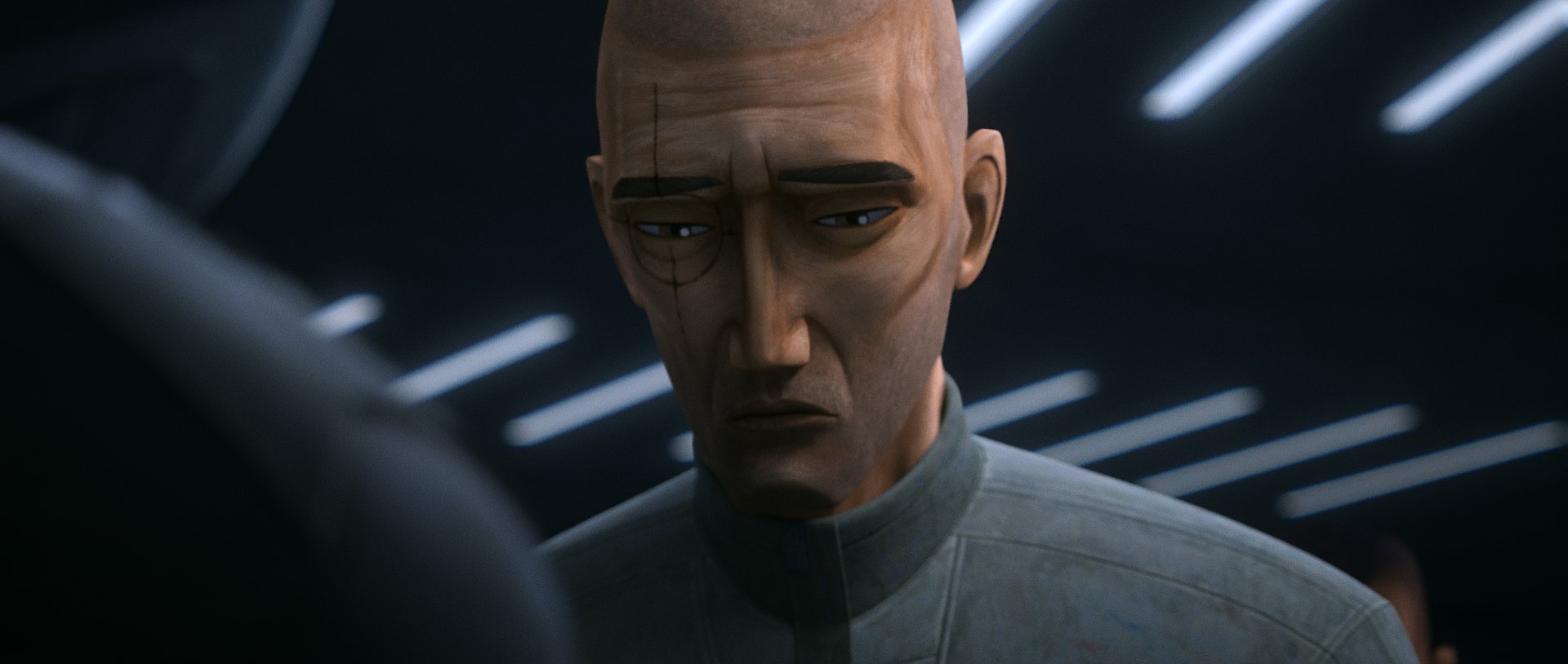 HD wallpaper of Crosshair from Star Wars: The Bad Batch, captured in a moody, cinematic moment.