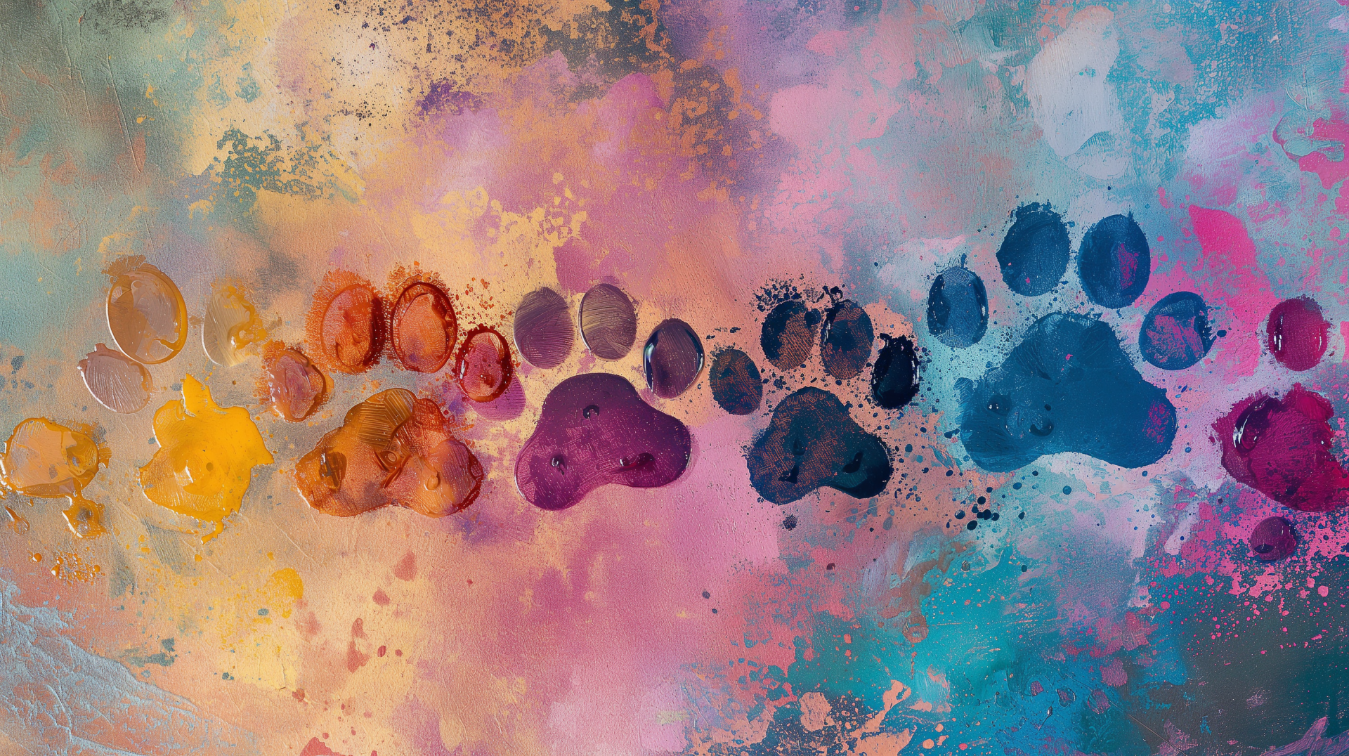Colorful abstract paw print pattern HD desktop wallpaper and background.
