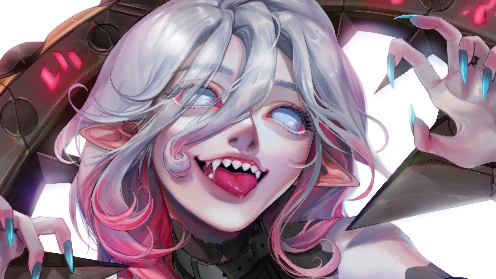 HD desktop wallpaper featuring Briar from League of Legends with a playful expression and vibrant colors.
