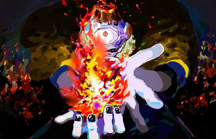 Jogo from Jujutsu Kaisen unleashing fiery power, captured in vibrant anime style as a 4K Ultra HD PC desktop wallpaper and background.