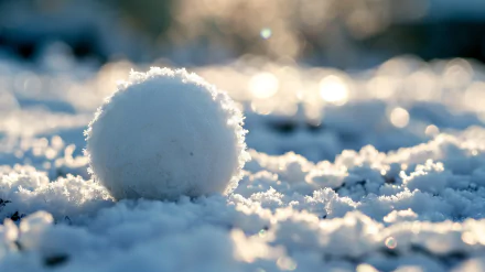 HD wallpaper of a snowball on a sparkling snow-covered ground, capturing the essence of winter and nature.