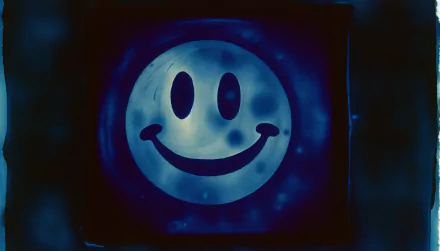 A vibrant HD desktop wallpaper featuring a classic smiley face against a blue background, exuding a cheerful and uplifting vibe.