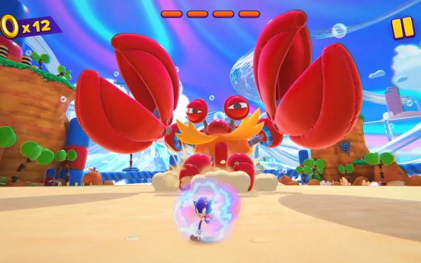 HD desktop wallpaper of Sonic the Hedgehog and friends from the Sonic Dream Team, showcasing vibrant game graphics with Sonic in action.