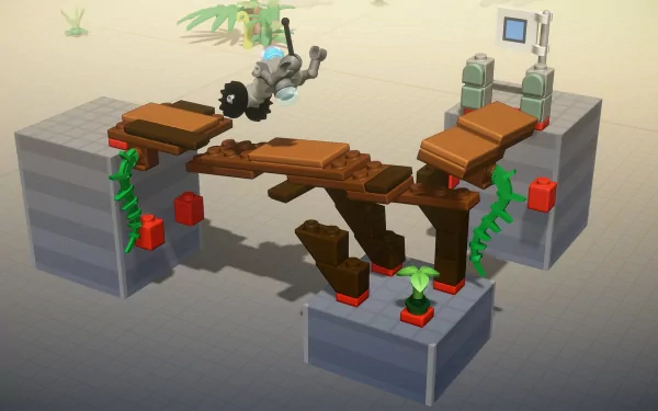 HD wallpaper featuring LEGO Bricktales bridge scene for desktop background.