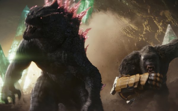 HD wallpaper featuring an epic battle scene with Godzilla and an adversary, perfect for desktop background with a 'Godzilla Minus One' theme.