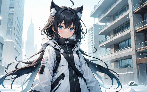  Cute Girl Trapped in Winter and Snowstorm