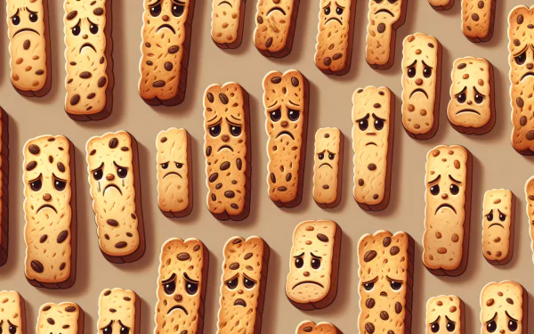 HD wallpaper of patterned biscotti with cartoon faces for desktop background.