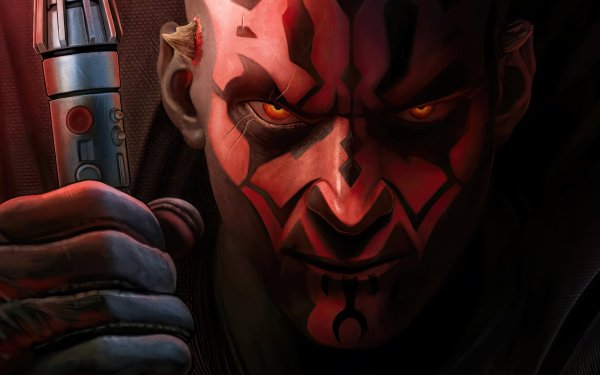 HD wallpaper of Darth Maul with lightsaber from Star Wars series, ideal for desktop background.