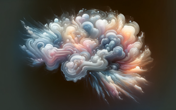 Abstract artistic representation of a brain with swirling colors symbolizing mind and mental health, designed as a high-definition desktop wallpaper and background.