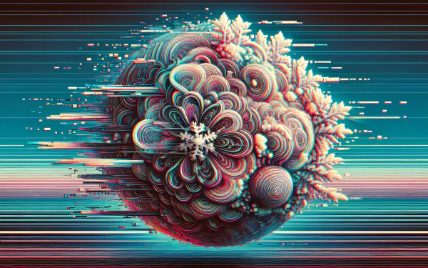 HD fractal art with glitch effect for desktop wallpaper and background.