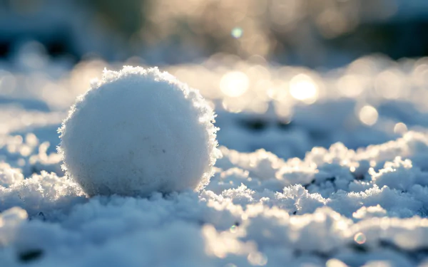 HD wallpaper of a snowball on a sparkling snow-covered ground, capturing the essence of winter and nature.