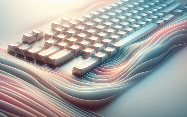 HD desktop wallpaper featuring an artistic keyboard with flowing colorful lines.