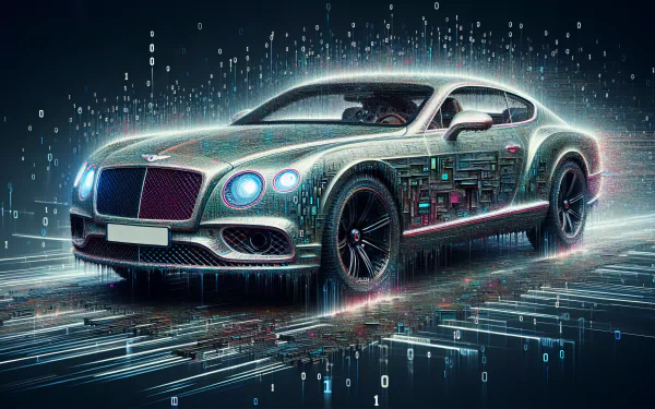 A futuristic Bentley car designed with digital circuitry elements, set against a dynamic, tech-inspired background. This HD wallpaper captures the essence of luxury and innovation.