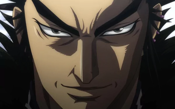 Close-up of Kan Ki from the anime Kingdom, showcasing his intense expression. This HD image serves as a striking desktop wallpaper and background.