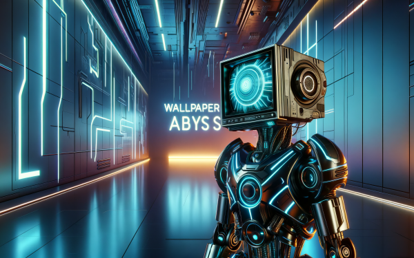 HD Robot Wallpaper with Futuristic Sci-Fi Corridor Background from Wallpaper Abyss