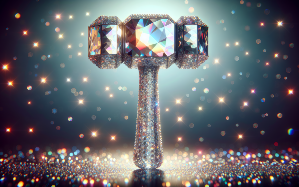 Sparkling crystal hammer HD wallpaper with glittering background, perfect for desktop or graphic design use, tagged with hammer.