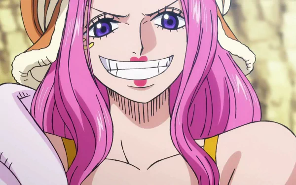 HD desktop wallpaper featuring Jewelry Bonney from One Piece anime with a cheerful expression.