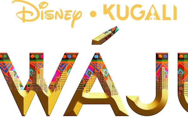 HD desktop wallpaper featuring the logo for the Disney and Kugali TV show Iwájú with colorful African-inspired patterns.