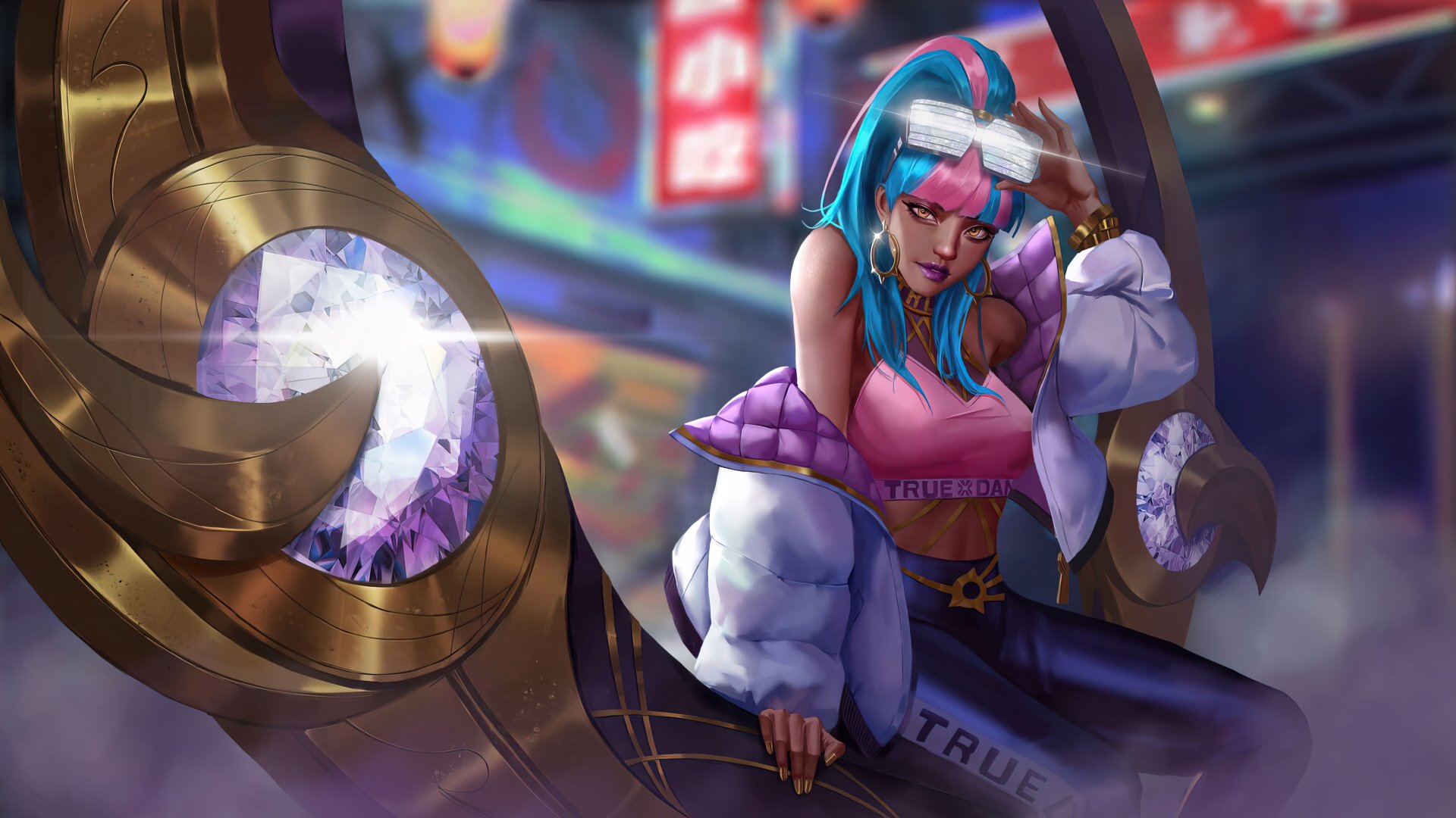 HD League of Legends Qiyana wallpaper featuring dynamic game character in vibrant setting for desktop background.