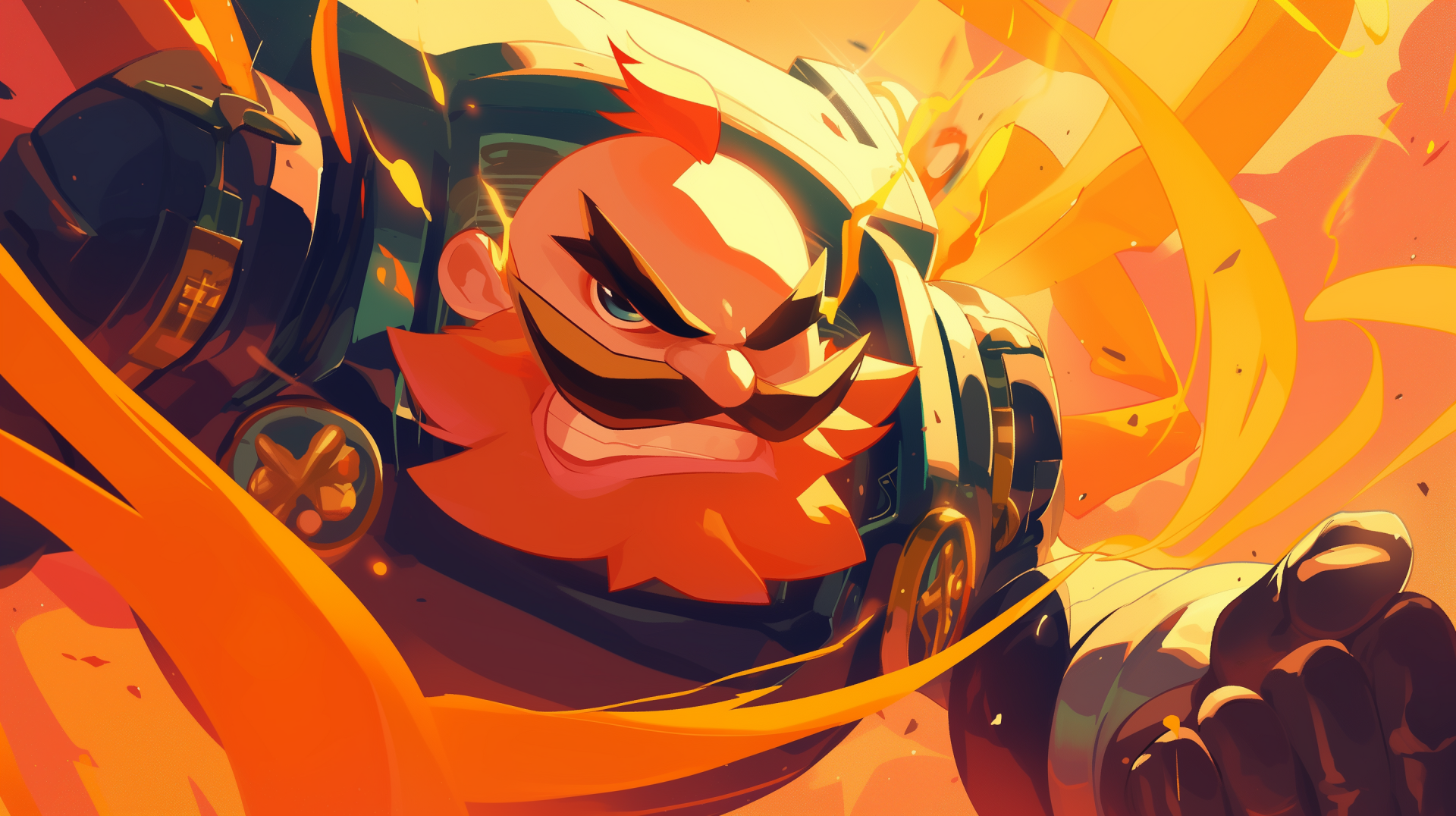 HD desktop wallpaper featuring the animated character Dr. Robotnik in an intense pose with dynamic orange hues in the background.