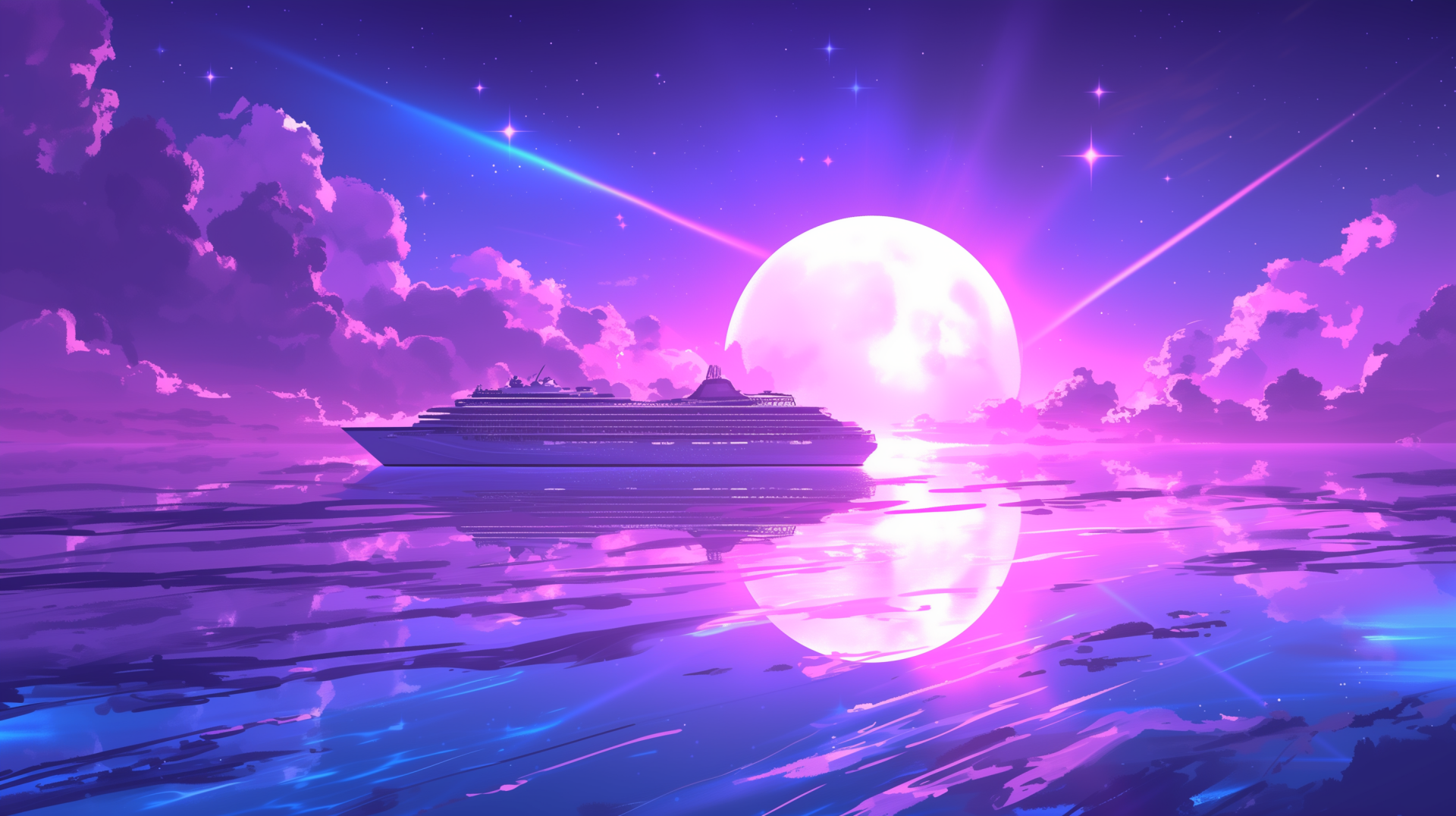 Moonlit Cruise Journey HD Wallpaper by robokoboto