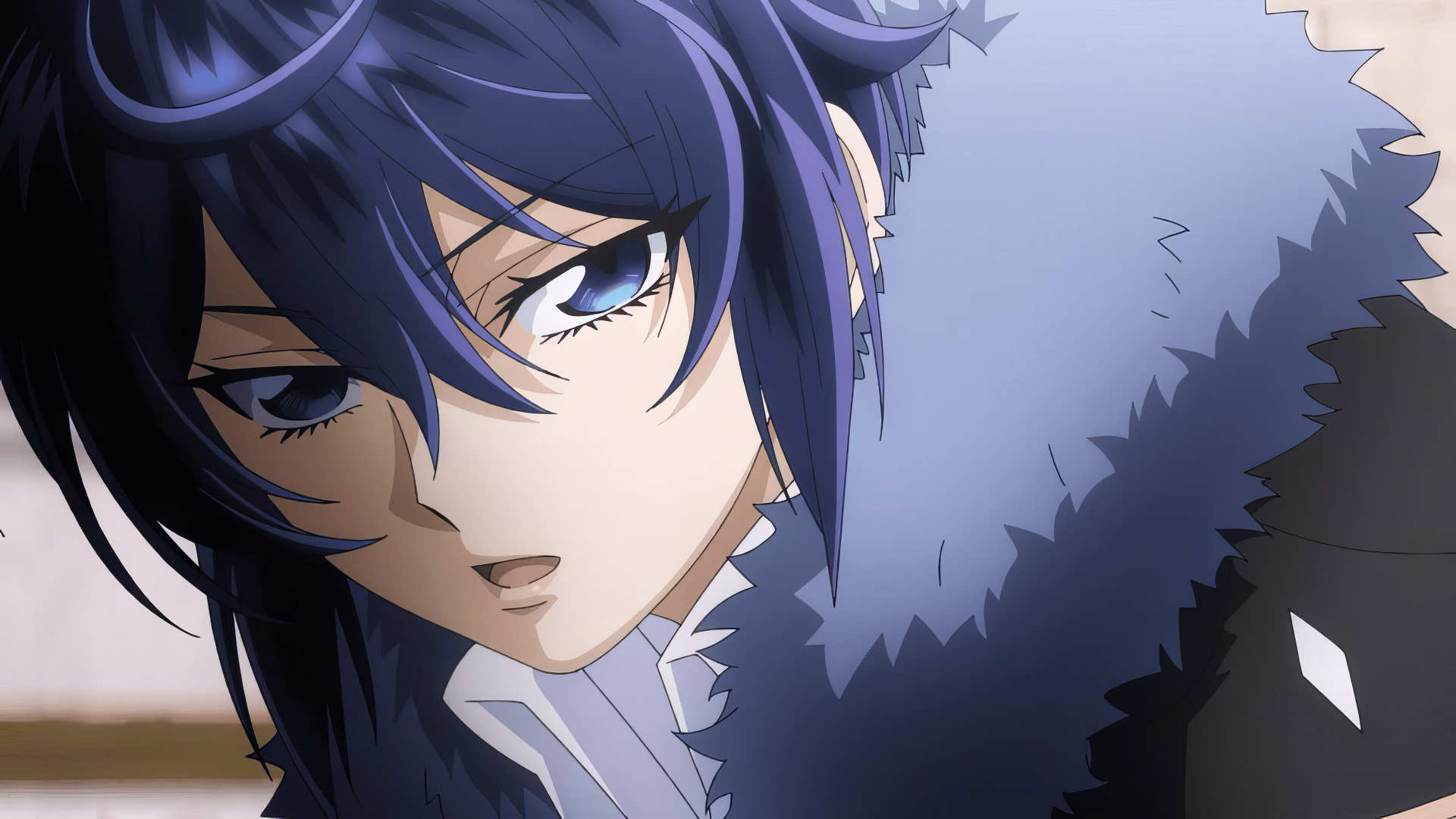 HD Anime Wallpaper featuring a close-up of a blue-haired character from '7th Time Loop: The Villainess Enjoys a Carefree Life Married to Her Worst Enemy!' for desktop backgrounds.