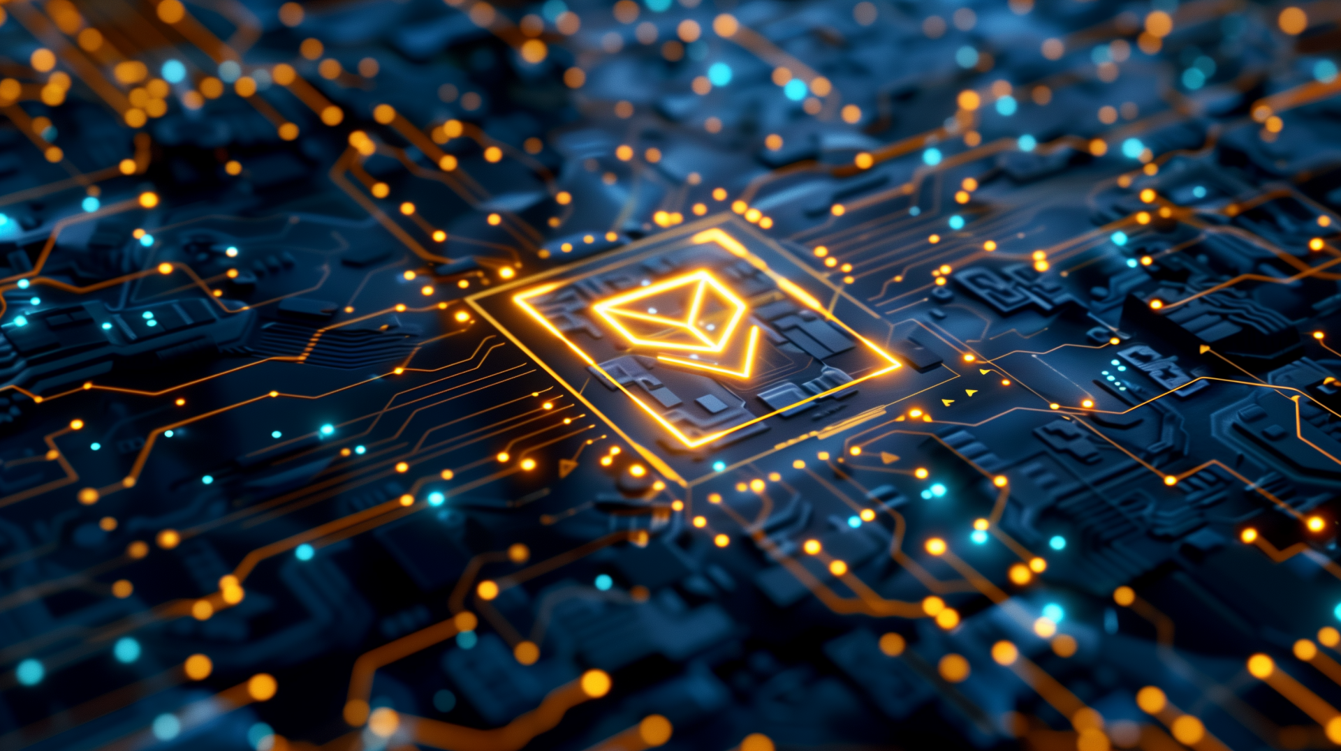 HD wallpaper of a glowing circuit board with advanced technology theme for desktop background.
