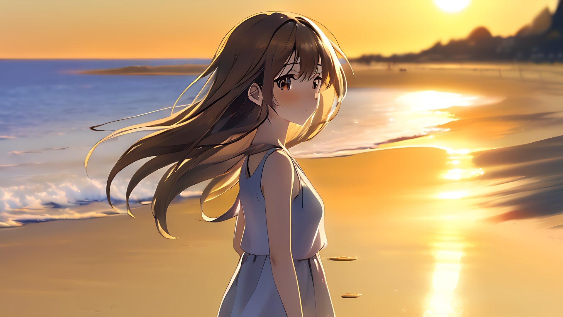 anime girl wallpaper beautiful sunset by lukychandra