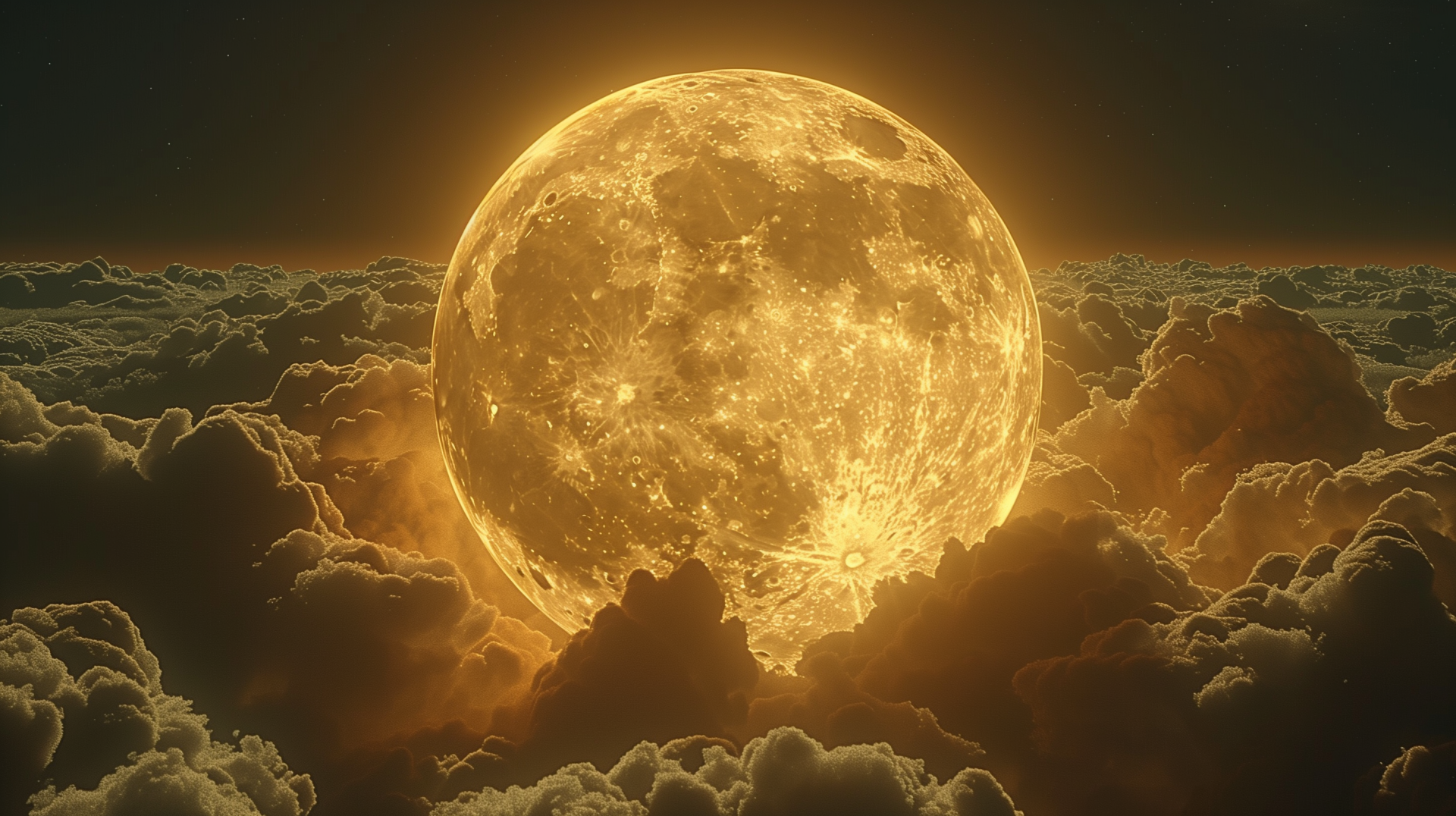 HD wallpaper of a dramatic moonrise over clouds for desktop background.