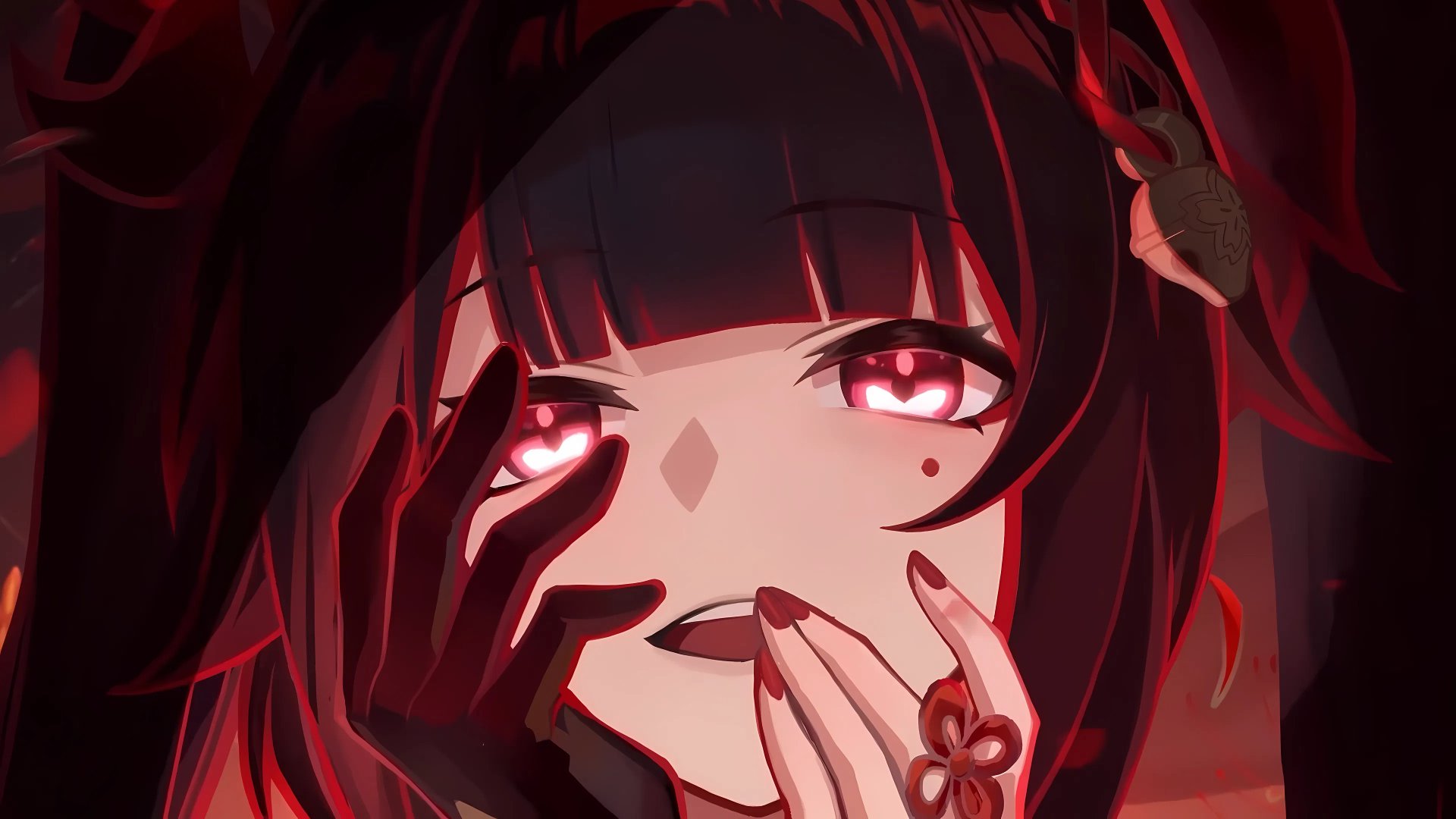 HD wallpaper featuring Sparkle from Honkai: Star Rail, showcasing a character with striking red eyes and intricate details in a captivating design.