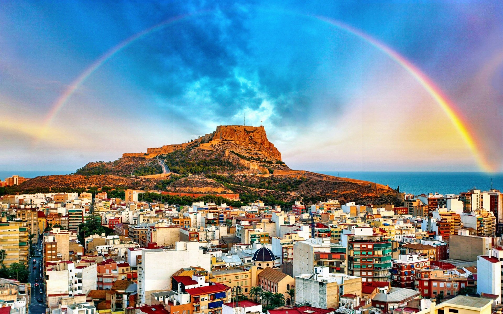 Download Sunny Rainbow Shiny Alicante Noon 8k Ultra HD Wallpaper