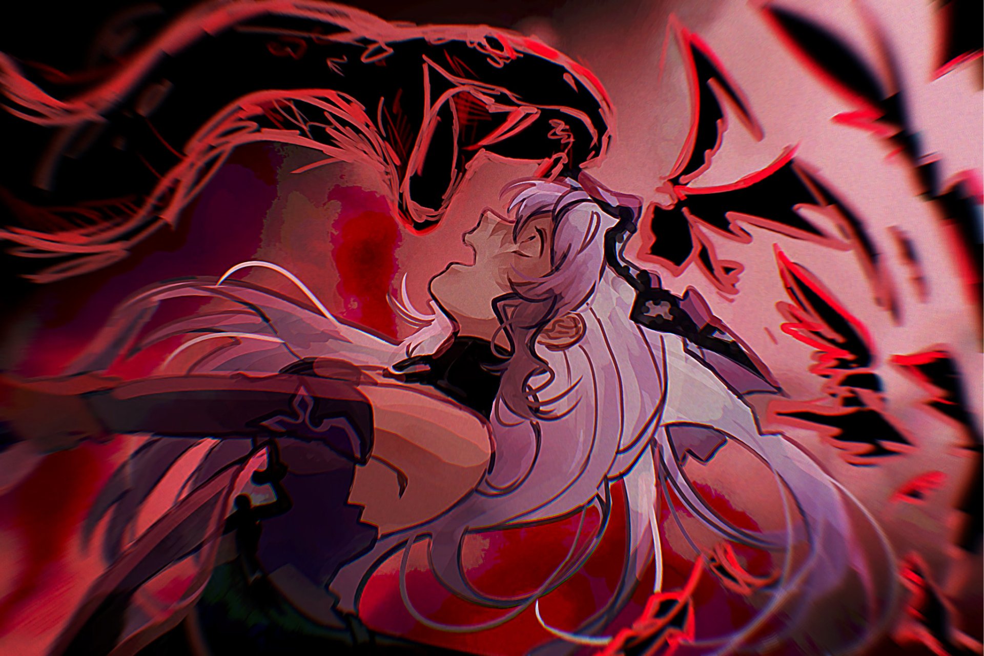 A stunning HD wallpaper featuring Black Swan from Honkai: Star Rail, showcasing a dramatic scene with vibrant colors and intense imagery.